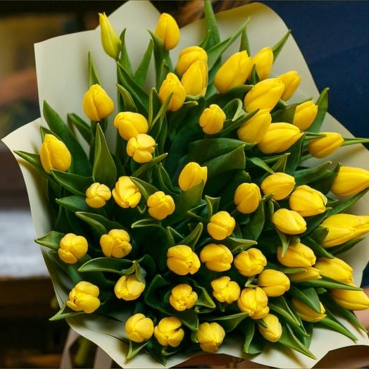 Yellow sunny 45 tulips