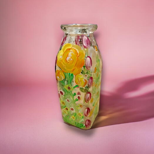 High Quality Glass Vase Art Hand Painted - V004
