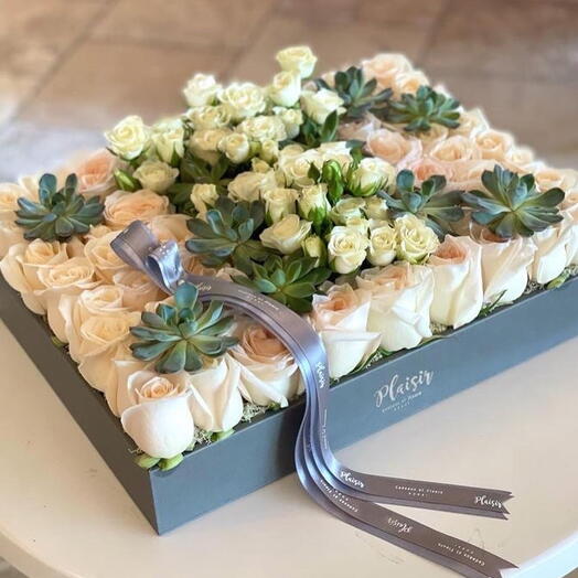 Luxury Rose and Succulent Garden Tray
