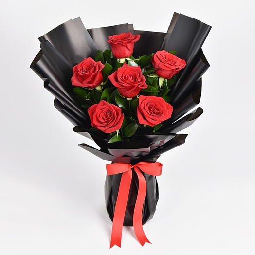 Bouquet of 6 Red Roses