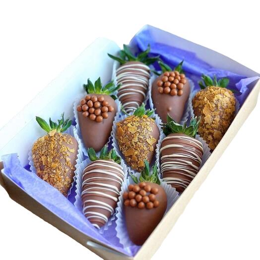 Chocolate beaded strawberries 9pcs