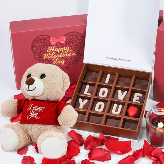 Valentine I Love You Chocolates and I Love You Teddy