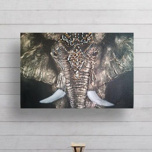 Интерьерная картина, фактурная картина. "Мудрость саванны"