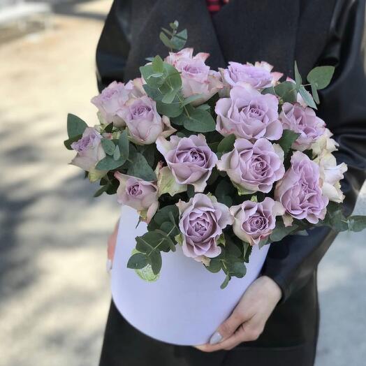 Caja de rosas de lavanda