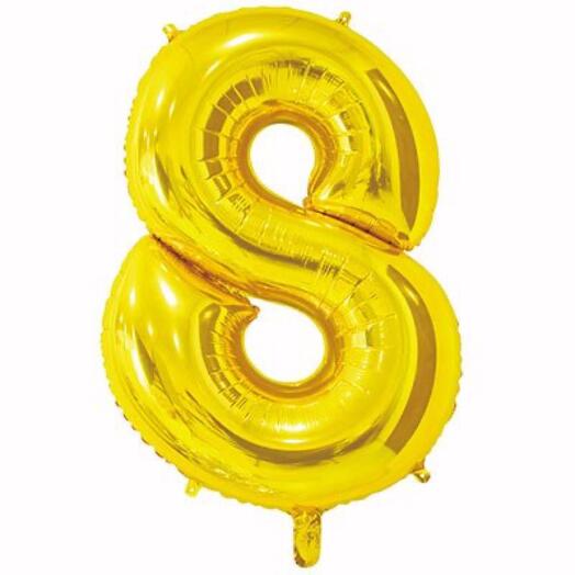Шар цифра "8" с гелием золото, Gold