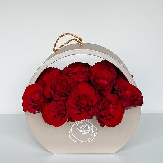 Red Rose Hanging Flower Box - Beige