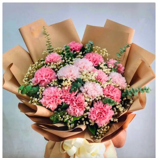 15 Pink Carnations  Bouquets