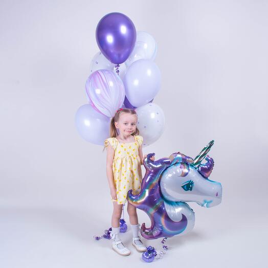 A set of Unicorn balloons. Lilac Unicorn set of 10 balls