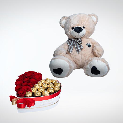 Teddy Bear And Red Roses