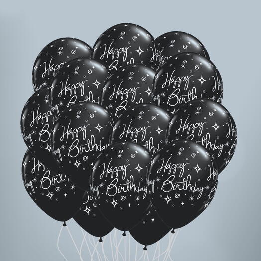 15 Black Birthday Sparkle Balloons