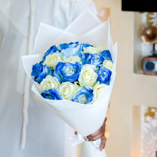 Blue with White Roses
