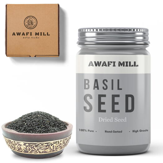 AWAFI MILL Basil Seeds | Basilico Genovese Sabja - Bottle of 100 Gram