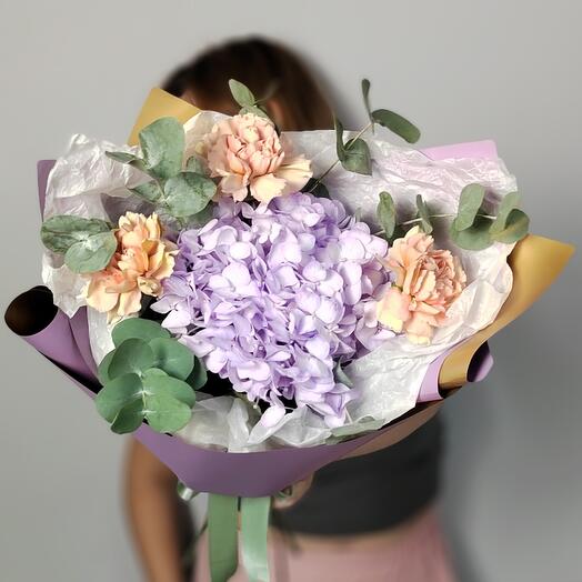 Lavender hydrangea and caramel carnations Bouquet Flowers Holiday 3