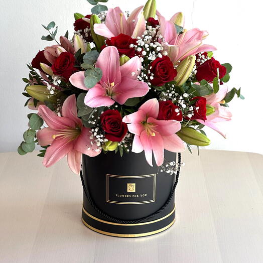 Pink Lilies and Rose Box