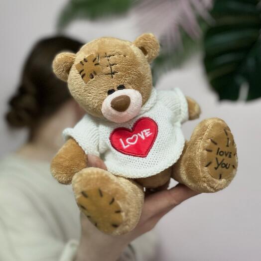 Игрушка светло-коричневый мишка Тедди в свитере Love