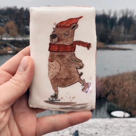 Пряник «Медведь на коньках»