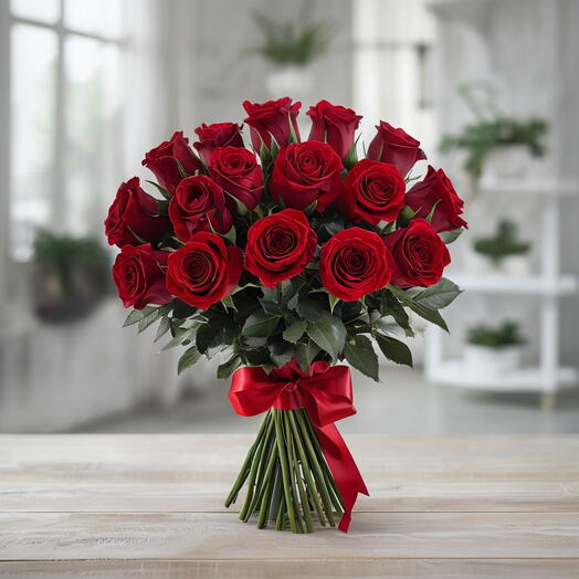 Valentines Day Red Roses Exotic Bunch