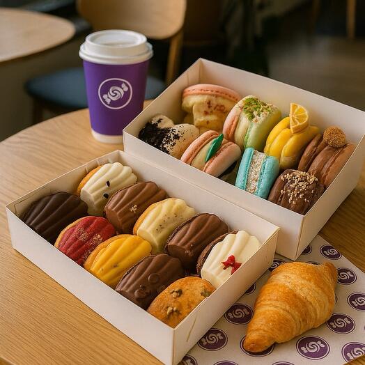 Бокс макарон и мадлен