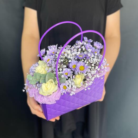 Сиреневый 💜 туман. Белые розы, хризантем и гипсофила