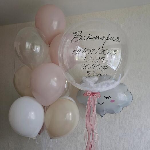 Шарики на выписку дочки из роддома, на рождение девочки, малышки-13 шаров
