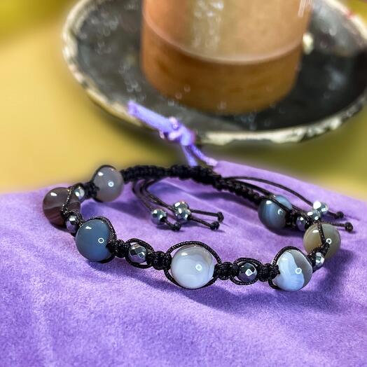 Shambhala Agate and Terahertz on a brown thread