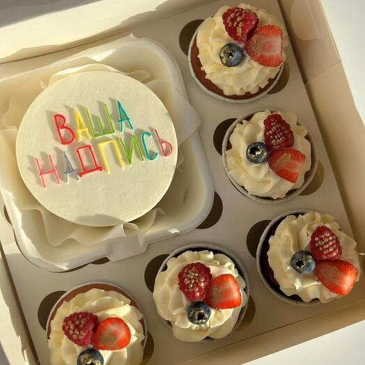 Juego de Bento con letras personalizadas + 5 cupcakes