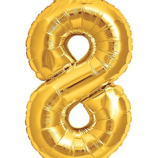 GOLD GIANT FOIL NUMBER BALLOON - 8