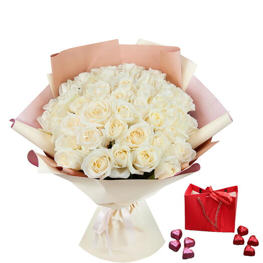 51 White Roses Combo