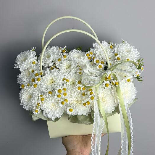 Сумочка с хризантемой и ромашками 🌼