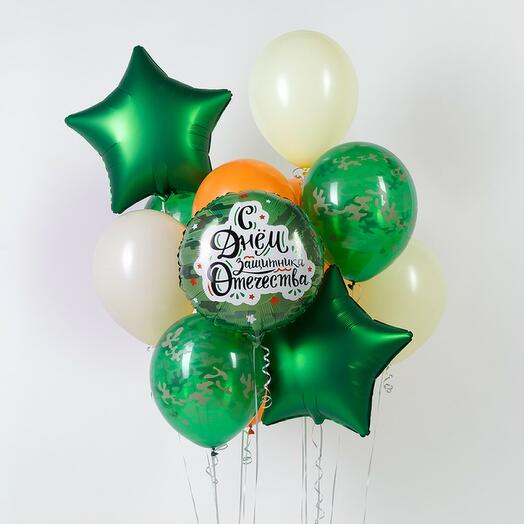 Букет 12 шаров с гелием "23 Февраля"