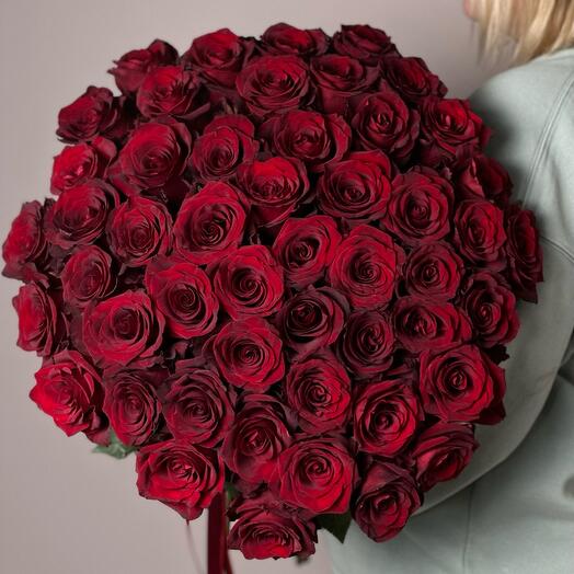 Букет из 51 красной крупной розы 60см 🌹