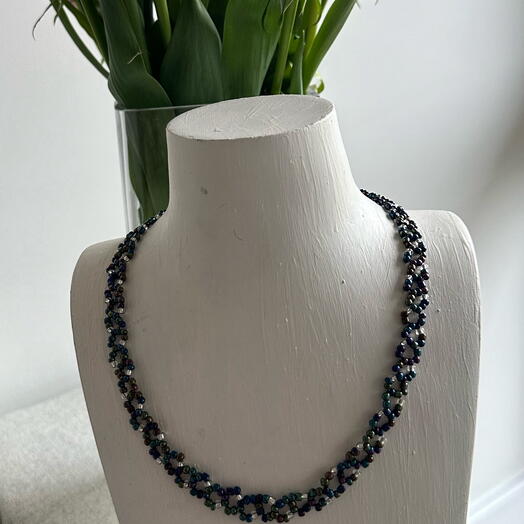 Metallic Dark Blue Mix Color Necklace