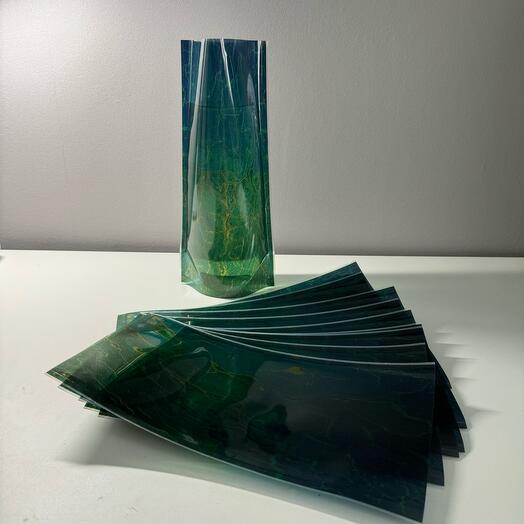 Convenient folding flower vase, 10 vases in a set, Turquoise design