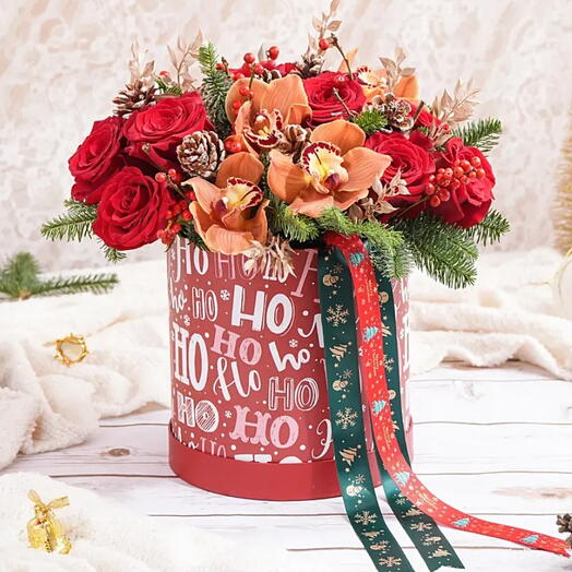 Cybidium And Roses Holidays Celebration Flower Box