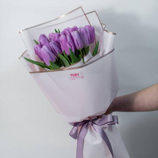 Bouquet of 15 Purple Tulips