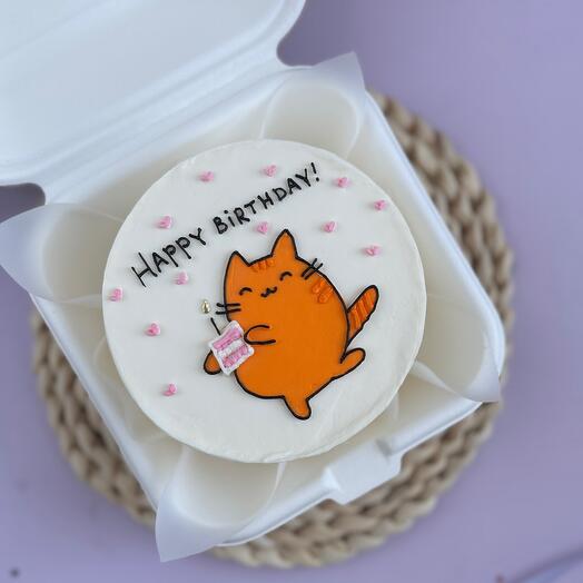 Happy birthday bento cake with a cat