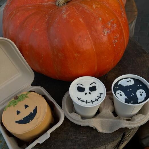 Набор бенто торт + 2 Cake to go (торт в стаканчике)на Хэллоуин 🎃