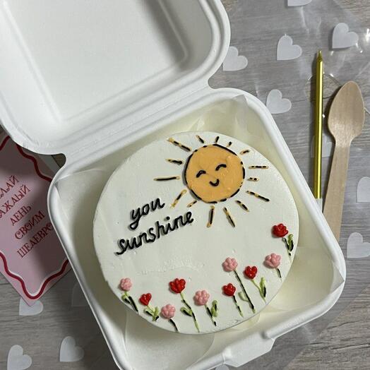 Бенто торт с надписью "you sunshine", торт для девушки, торт для сестры, торт для дочки, торт для подруги