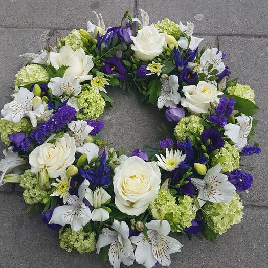 Violet and white wreath
