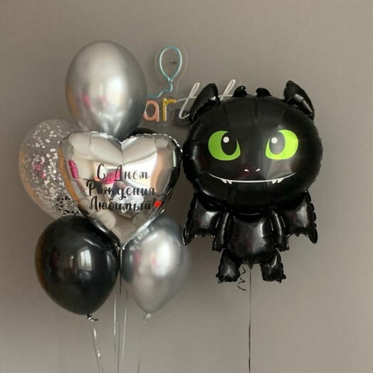 Conjunto de globos de helio con Desdentado