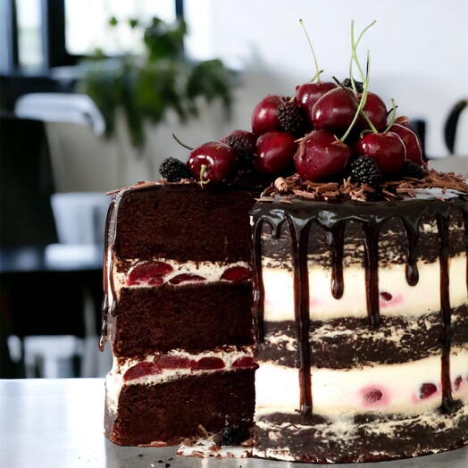 Vişneli  Çikolatalı Naked Cake