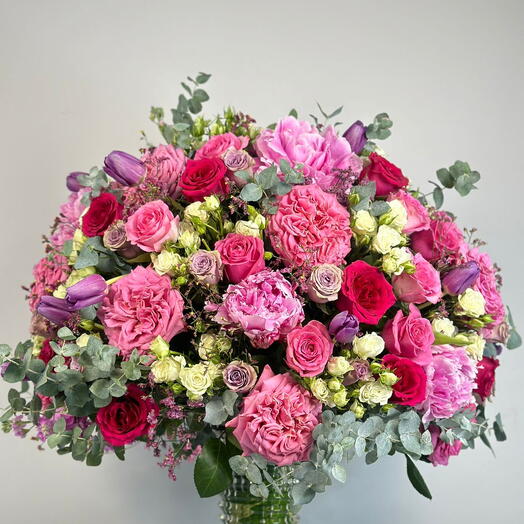 Magenta Grand: Pink, Purple, and White Mix Fresh Flower Arrangement
