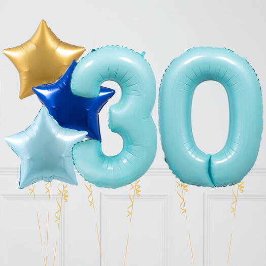 Baby Blue Blue Sapphire Birthday Number Balloons Set