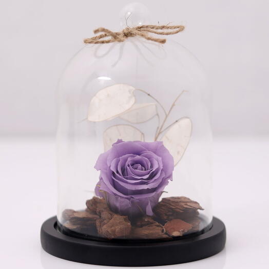 Purple Forever Rose In Glass Dome