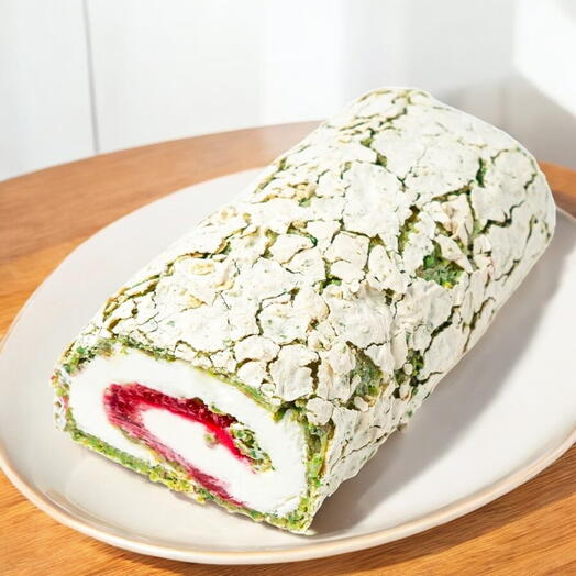 Pistachio meringue roll