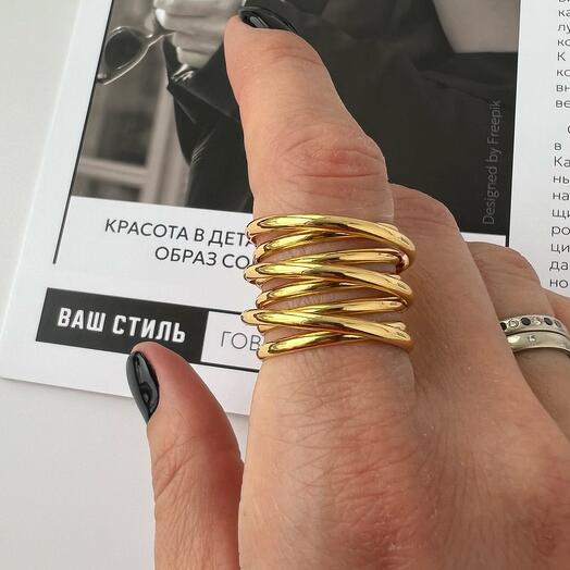 Кольцо широкое пружинка