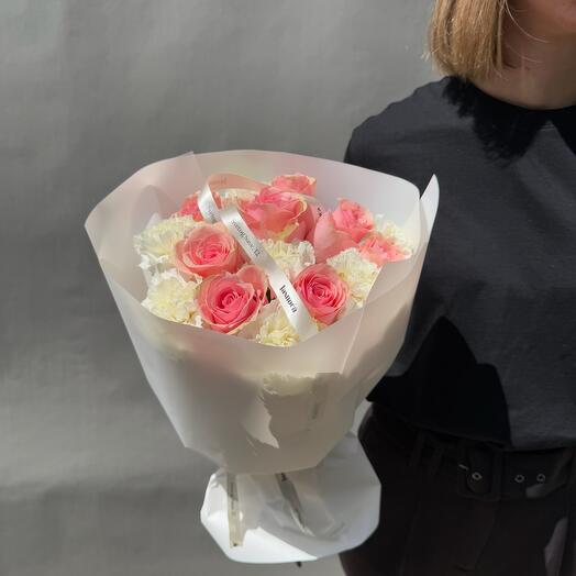 Duo bouquet with dianthus and rose M