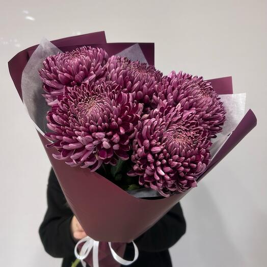 Букет хризантема Бигуди в упаковке