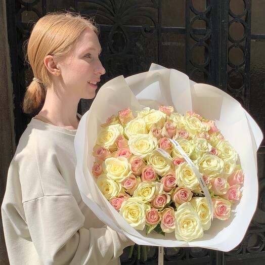 51 roses white and pink