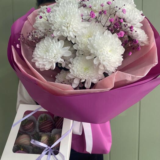 Комбо - букет престиж + клубника в шоколаде из 9 шт